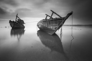 Secular Serenity Boats on Shore